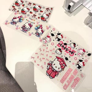 HelloKitty theme UV DTF Glass Can Wrap for 16 oz Libbey Glass | UV dtf cup wrap | ready to ship |