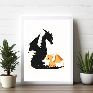 Fourth Wing Poster, Tairn and Andarna Cute Illustration, Fourth Wing Merch, Basgiath, Matte Poster, Wall Art, Bookish Merch, 4th Wing