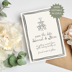 Whimsical Save The Date, Simple Save The Date, Wedding Invite, Hand Drawn Save The Date, Custom Save The Date, Classic Save The Date, Invite