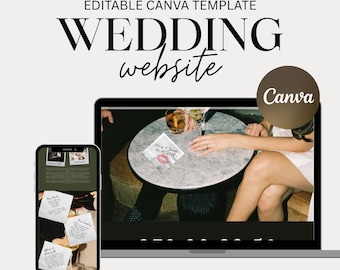 Modern Wedding Website, Save The Date, Fun Wedding Website, Wedding Countdown, Moody, Canva Website, Easily Edit, Template