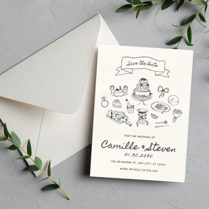 Save The Date, handgezeichnete Hochzeitseinladung, Scribble Save The Date, Vorlage, Canva