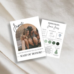 Bridesmaid Info Card Template Bridal Party Info Card for Bridesmaid Information Card Modern Minimalist Bridesmaid Infographic