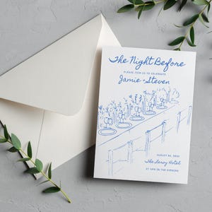 The Night Before Invite, Dinner Party Invitation, Engagement Party Invite, Rehearsal Dinner Invite, Doodle Invite, Hand Drawn Invitation