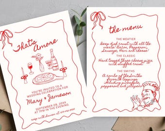 That&#39;s Amore Invitation, Doodle Italian Dinner Invite, Rehearsal Dinner, The Night Before Invite, Italian Dinner Party, That&#39;s Amore Party