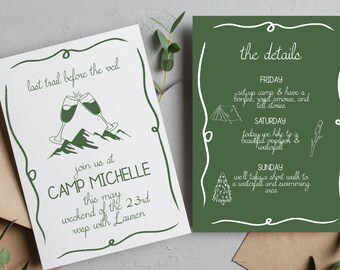 Last Trail Before The Veil, Hiking Bachelorette, Camp Bachelorette, Girls Camping Trip, Mountain Bachelorette, Camp Bachelorette Party