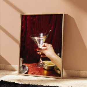 Martini Poster, Martini Art Print, Martini Glass, Bar Art Photo, Martini Photo, Cute Bar Cart Art, Mini Bar Art, Bar Print, Bar Cart Print