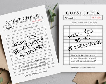Guest Check Printable, Guest Check Bridesmaid Proposal, Bridesmaid Proposal Card, Guest Check Template, Bridesmaid Proposal Card