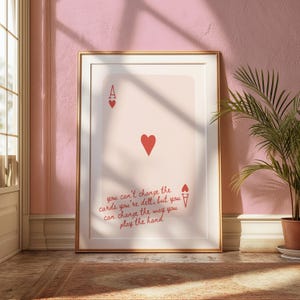 Ace of Hearts Print, Playing Card Poster, Trendy Retro Art, Bar Decor, Kitchen Print Gift, Kitchen Aesthetic Decor, Modern Home Gallery Wall