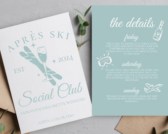 Après Ski Weekend Invitation, Bachelorette Ski Trip, Ski Bachelorette Invitation, Ski Invite Template, Après Ski Invite, Winter Bachelorette