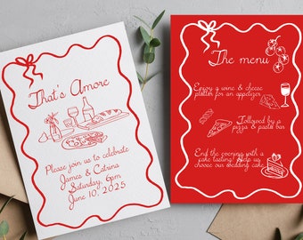That&#39;s Amore Invite, Pizza Party Rehearsal Dinner, Italian Dinner Party, Pizza Engagement Party, That&#39;s Amore, Pizza Party Invitation