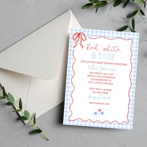 Red White & Due Baby Shower Invitation: 4th of July Theme (5x7 Template, Digital Download)