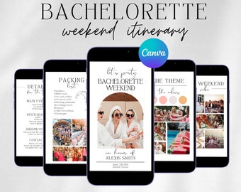 Digitaler Bachelorette-Reiseplan, Textbarer Bachelorette-Reiseplan, Bachelorette-Reiseplan, Brautparty-Reiseplan, Textbarer Reiseplan