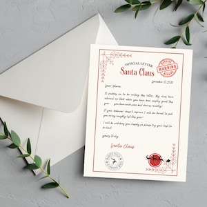 Carta de advertencia a Papá Noel, Carta de advertencia final, Juego de cartas a Papá Noel, Carta de Papá Noel, Cartas navideñas, Carta de Papá Noel para niños