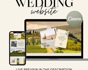 Tuscan Wedding Website Template: Italian Vineyard Design, Editable Wedding Website, Website Template, Canva Wedding Website