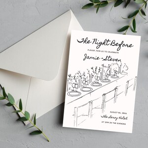 The Night Before Invite, Dinner Party Invitation, Engagement Party Invite, Rehearsal Dinner Invite, Doodle Invite, Hand Drawn Invitation