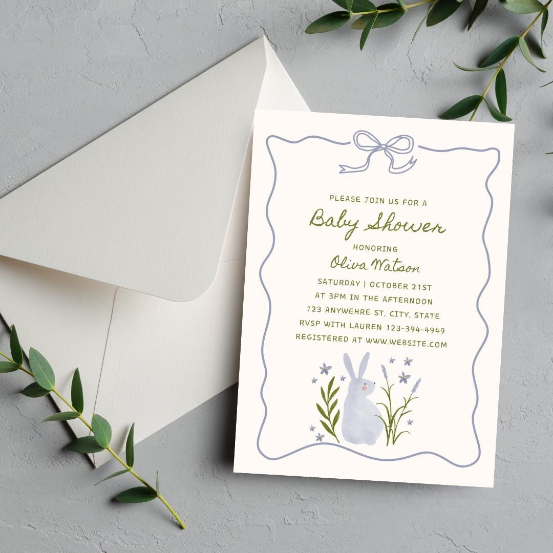 Peter Rabbit Baby Shower Invite, Garden Baby Shower, Rabbit Baby Shower ...