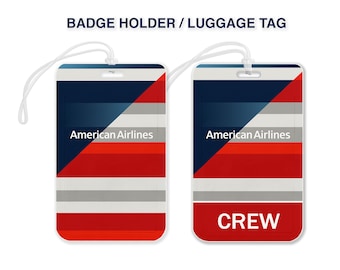 American Airlines Badge Card Holder Luggage Tag personalize customize Crew Travel Aviation Pilots