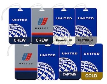 United Airlines Badge Card Holder Luggage Tag personalize customize Crew Travel Aviation Pilots