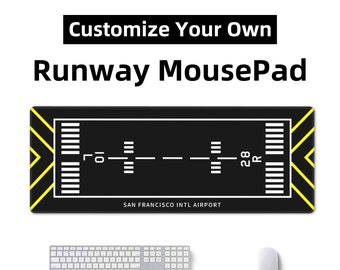 Customizable Airport Runway Extra Large Aviation Mouse Pad. Airline Pilot Crew Gift