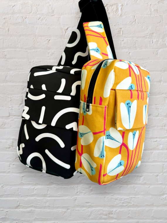 Floral Sling Bag Yellow Floral Cross Body Abstract Sling Purse Tulip Flowered Canvas Sling Bag Charlie Sling 29