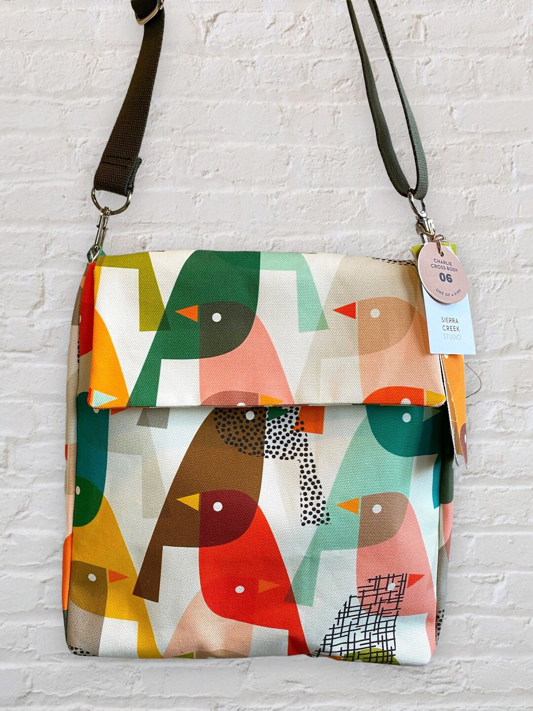 Orange Green Cross Body Bag, Colored Shoulder Bag, Orange Green Blue