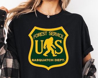 Bigfoot Forest Service Comfort Color Tee Sasquatch Shirt Bigfoot Gift for Dad Camping Shirt Nature Tee Paranormal Tee Cryptid Forest Tshirt