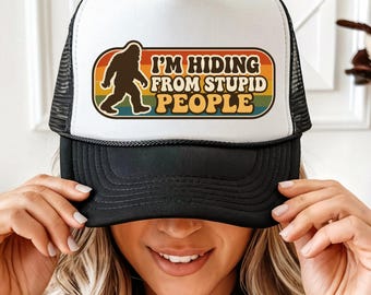 Funny Bigfoot Outdoors Trucker Hat Bigfoot Lover Gift Camping Hat Vintage Sasquatch Baseball Cap Yeti Cryptid Nature Lover Dad Hat Retro 70s