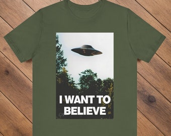 XFiles Tshirt I Want to Believe Tee Shirt UFO T-Shirt Alien Gift Gift for Him Xfiles Fox Mulder Dana Scully Roswell Alien UFO XFiles Merch