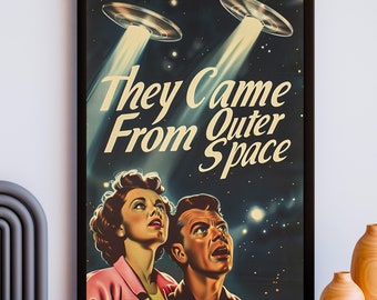 50s Vintage Movie Poster UFO Wall Art 1950s Retro Scifi UFO Alien Movie Poster 50s Pop Fiction Poster 50s Horror Retro Futuristic Area 51
