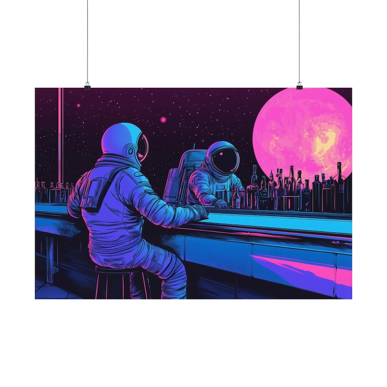 Retro Futuristic Space Poster Funky Futuristic Bar Art Retro Scifi Wall Decor Man Cave Art Astronaut Industrial Art 70s Psychedelic Club Art image 6