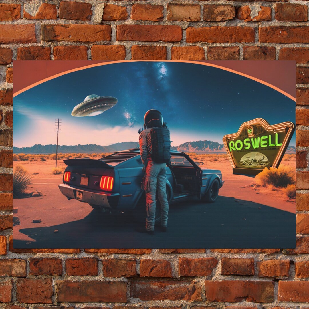 Space Canvas Art Alien Art UFO Art Galaxy Art Roswell NM Astronaut Wall ...