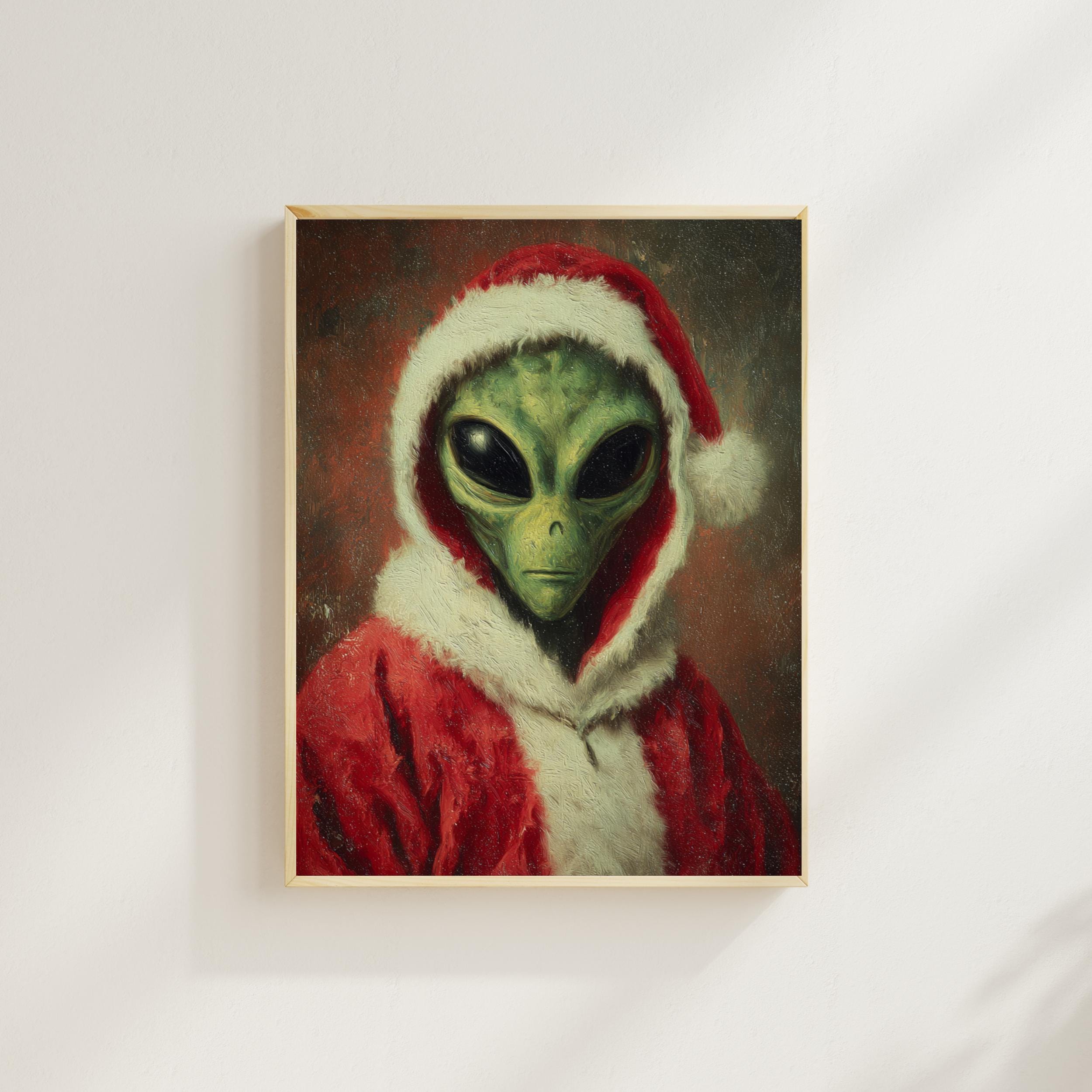 Vintage Alien Santa Vertical Posters Christmas Home Decor Sci-fi Xmas ...