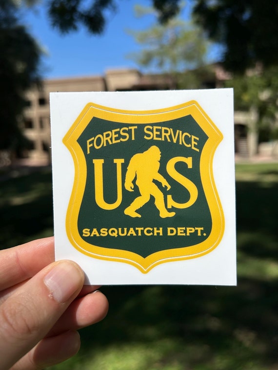 Sasquatch Forest Service Sticker Bigfoot Sticker Yeti Sticker Gen Z Sticker Weird Sticker Cryptid Sticker Conspiracy Nature Sticker Outdoors