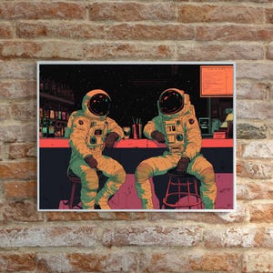 Retro Futuristic Space Poster Funky Futuristic Bar Art Retro Scifi Wall Decor Man Cave Art Astronaut Industrial Art 70s Psychedelic Club Art image 2