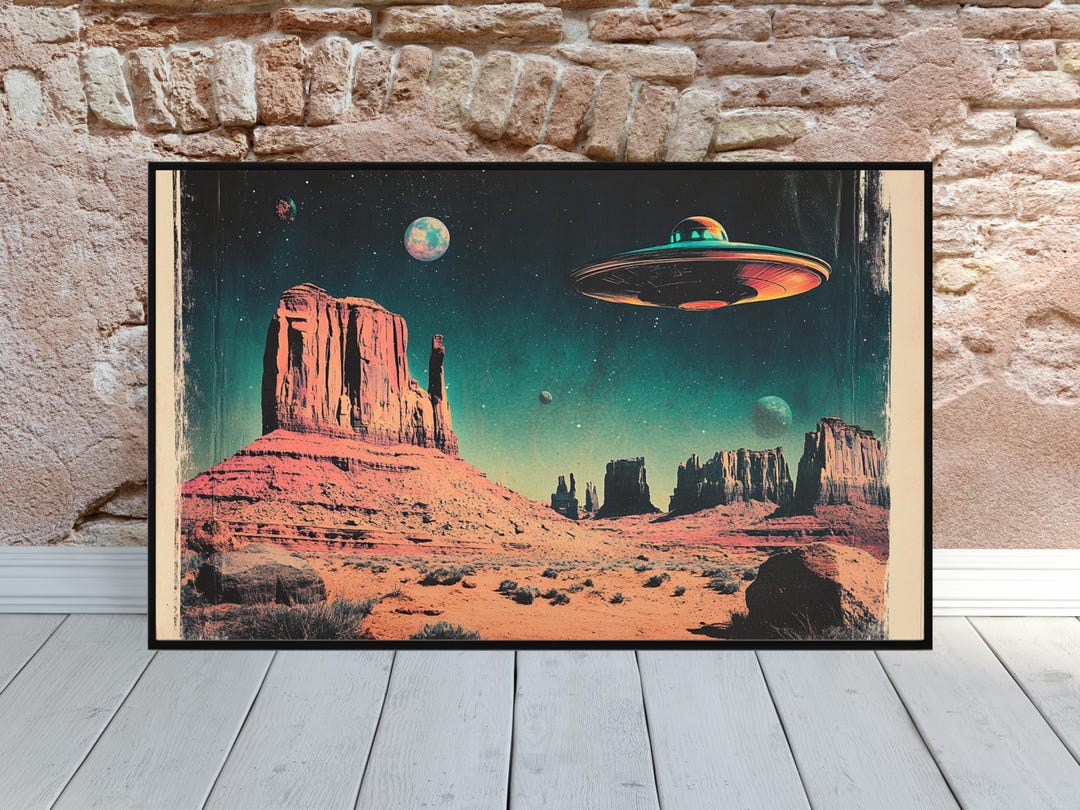 UFO Wall Art Vintage Space Alien Poster Retro Futuristic Arizona ...