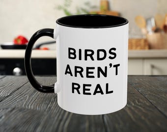 Fåglar är inte riktiga kaffemugg konspirationsteori kaffekopp rolig kaffemugg present till honom konspirationsteori presentmugg UFO satirisk kaffemugg Area 51
