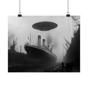 Titanic UFO Wall Art Funny Alien Wall Decor Conspiracy Theory RMS Titanic Gothic Wall Art Satirical Poster The Alien Obsessed Alien Gift image 5