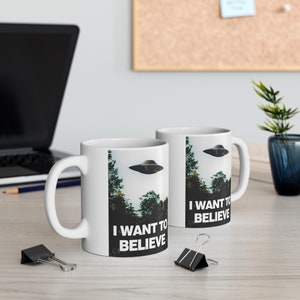 XFiles Coffee Mug I Want to Believe Coffee Cup Fox Mulder Dana Scully Conspiracy Theory UFO Alien XFiles Area 51 Ceramic Mug Xfiles Merch image 5