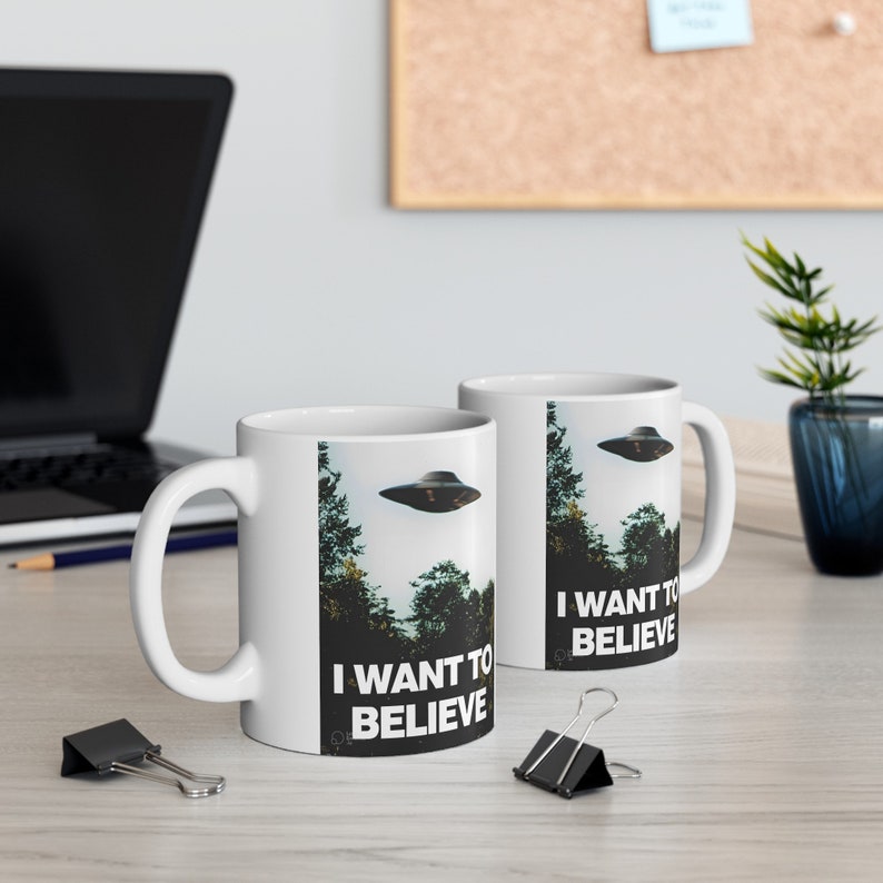 XFiles Coffee Mug I Want to Believe Coffee Cup Fox Mulder Dana Scully Conspiracy Theory UFO Alien XFiles Area 51 Ceramic Mug Xfiles Merch image 5