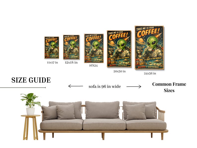 Retro Futuristic Alien Coffee Advertisement Vintage UFO Atomic Age ...