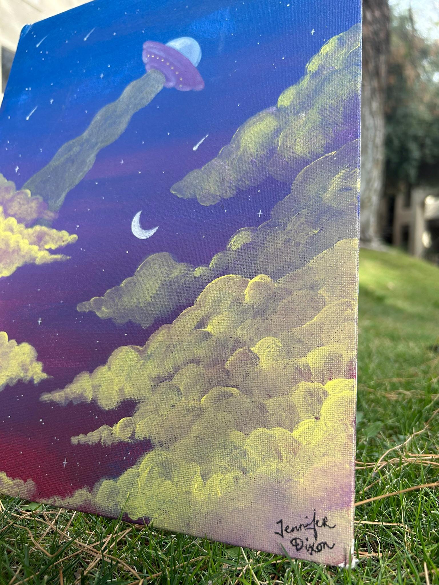 Original UFO Acrylic Painting Alien Art UFO Wall Art Space Painting UFO ...