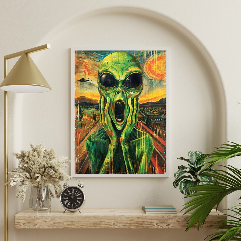 UFO Poster Funny Alien Poster Alien Scream Alien Vintage Wall Decor ...
