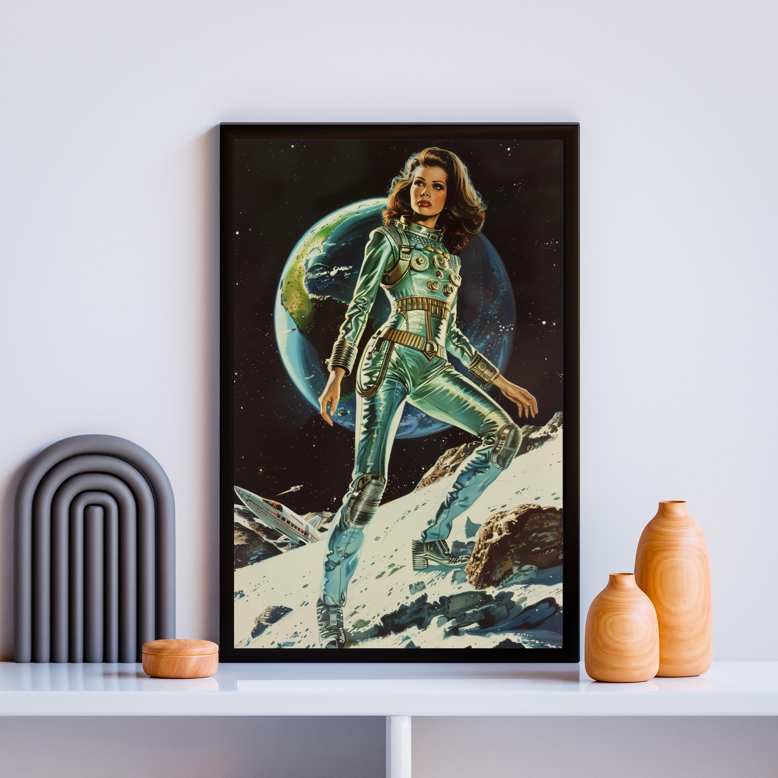 Vintage Astronaut Poster 60s Atomic Age Art 50s Retro Space Poster ...