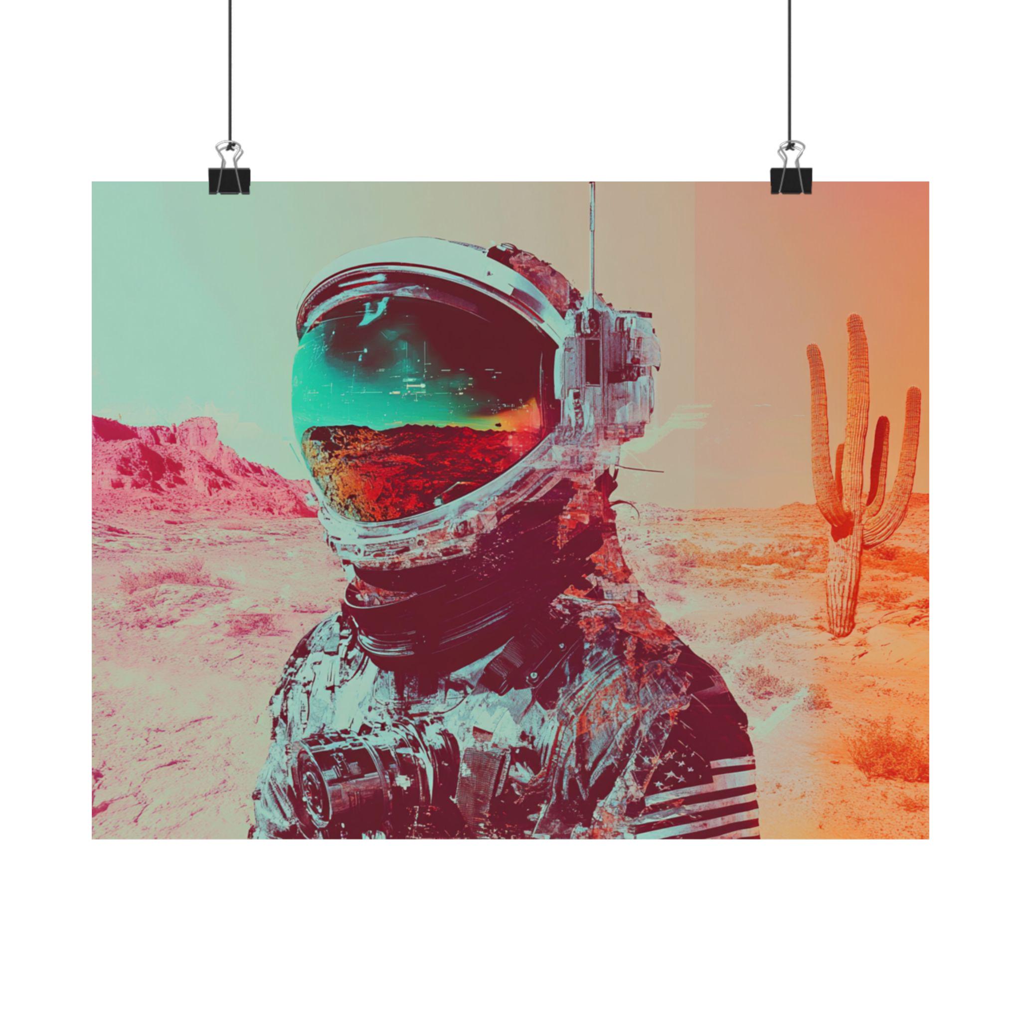 Retro Astronaut Poster Surreal Astronaut Helmet Art Print Psychedelic ...