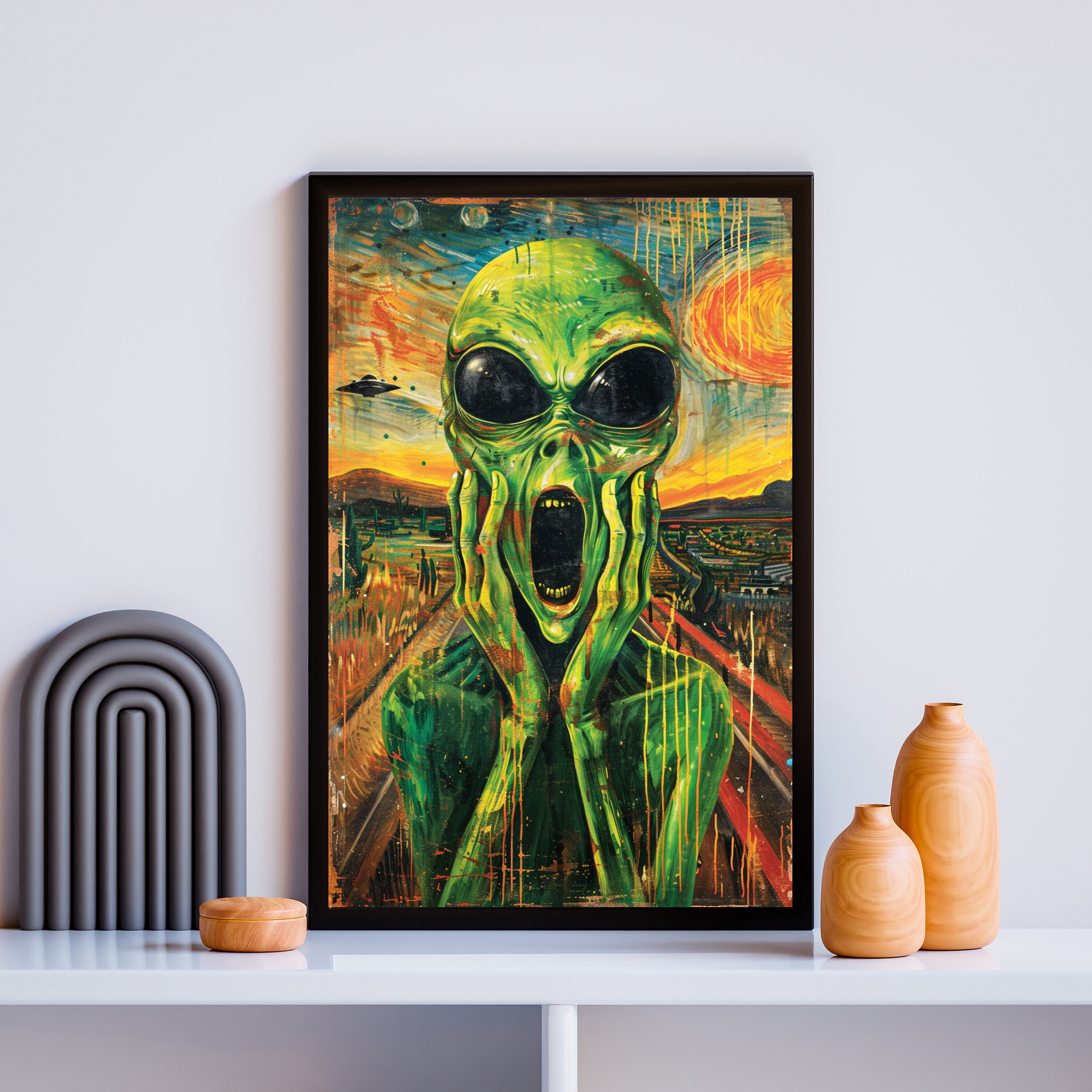 UFO Poster Funny Alien Poster Alien Scream Alien Vintage Wall Decor ...