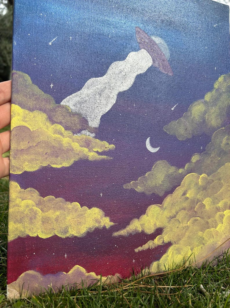 Original UFO Acrylic Painting Alien Art UFO Wall Art Space Painting UFO ...