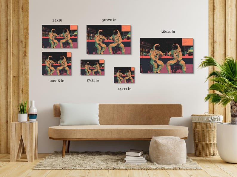 Retro Futuristic Space Poster Funky Futuristic Bar Art Retro Scifi Wall Decor Man Cave Art Astronaut Industrial Art 70s Psychedelic Club Art image 4