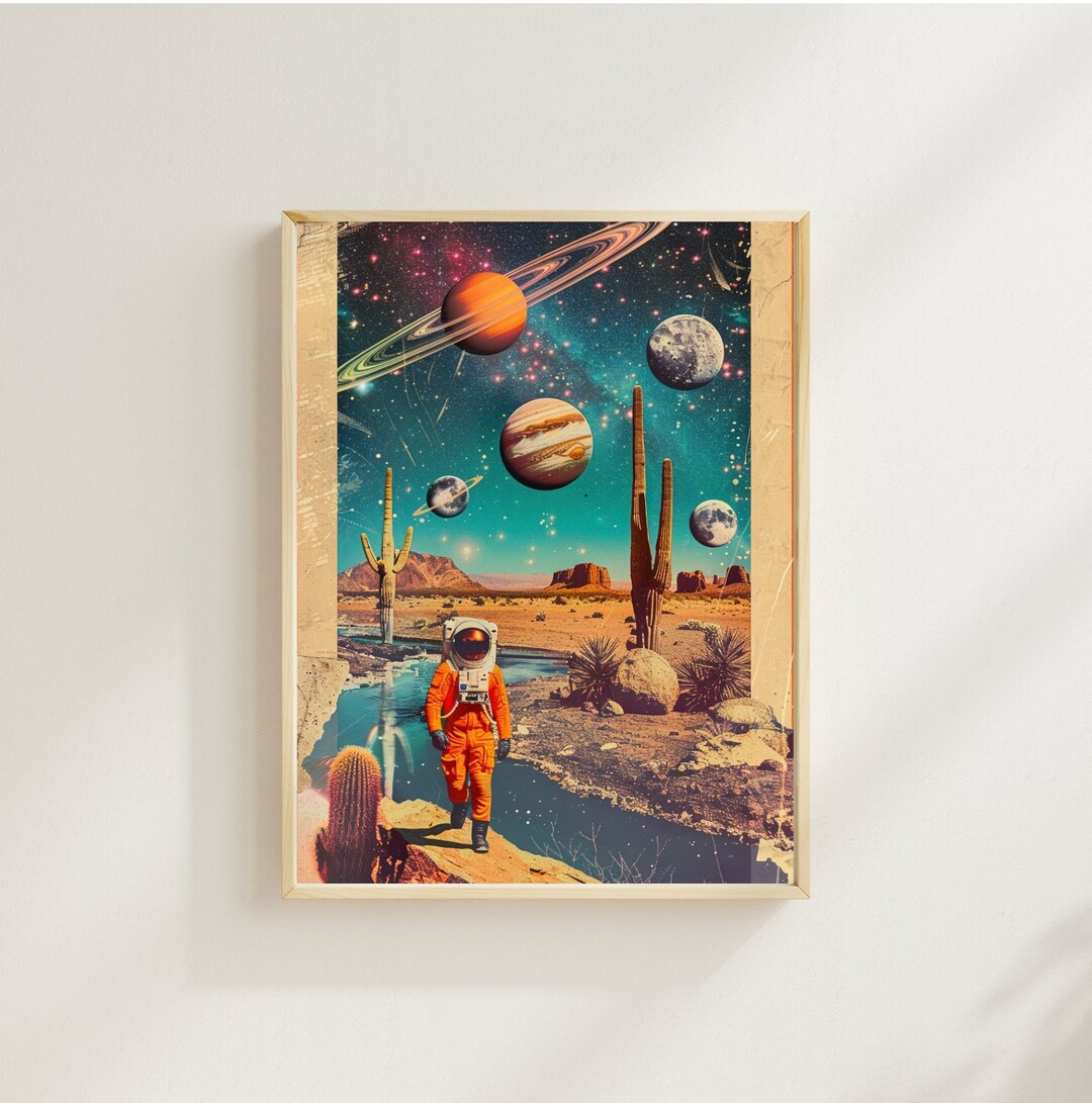 Astronaut Wall Art Futuristic Space Art Print Vintage Retro Space ...