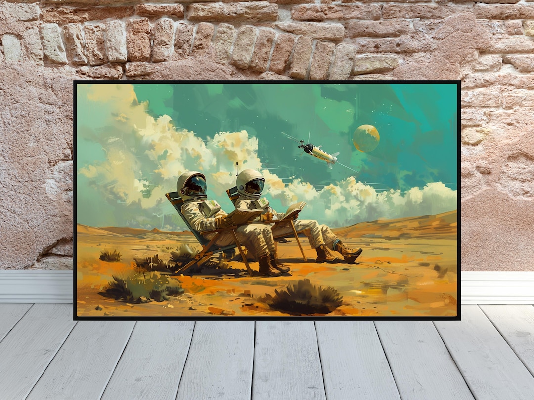 Retro Space Art Astronaut Retro Space Print Wall Decor Scifi Home Decor ...