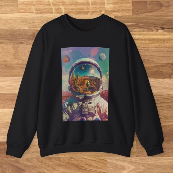 Retro Astronaut Sweater Surreal Astronaut Helmet Pullover